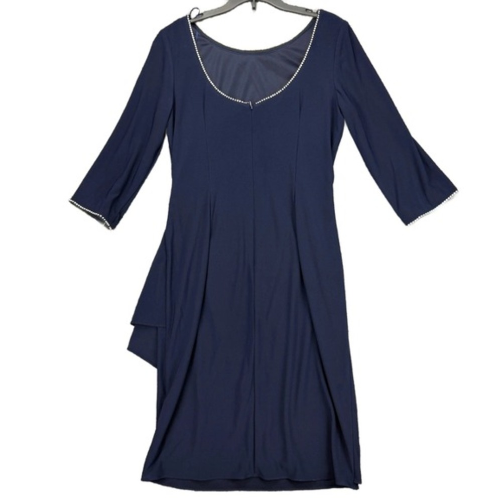 NEW Alex Evenings Size 10 Navy Blue Sheath Rhinestone Dress Cocktail Party USA